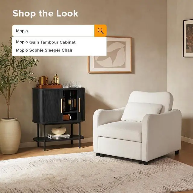 Alt view image 6 of 7 - mopio Quin Storage Cabinet, Tambour Fluted Entryway Accent Sofa Tables, Buffet Sideboard with Doors & Shelves, Pantry Coffee Wine Bar Cabinet, Wood Console Table, Mid Century Modern (Black)