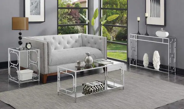 Alt view image 4 of 5 - Convenience Concepts Omega Chrome End Table, Clear Glass / Chrome Frame
