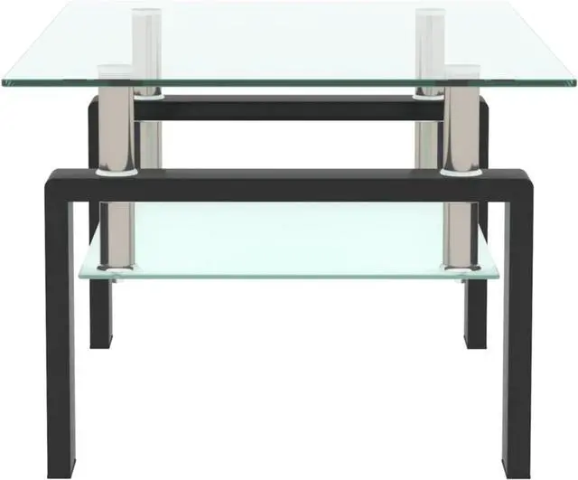 Alt view image 5 of 7 - IANIYA Glass Coffee Table Metal Tube Glass Coffee Table for Livingroom (Modern, Transparent)