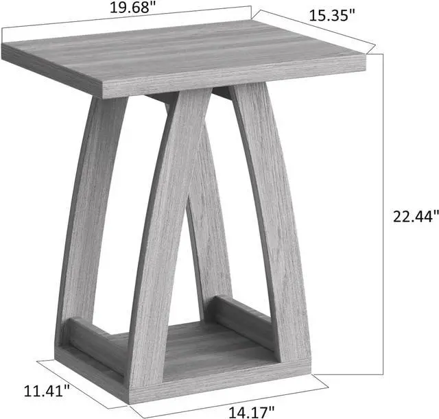 Alt view image 2 of 7 - End Tables Living Room, Side Table Beside Sofa, Nightstand for Bedroom, Couch Side Table with Shelf, Modern End Table for Living Room, Grey End Table