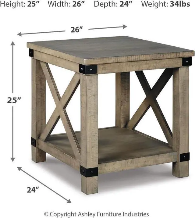 Alt view image 3 of 5 - Signature Design by Ashley Aldwin Rectangular End Table, Rustic Brown