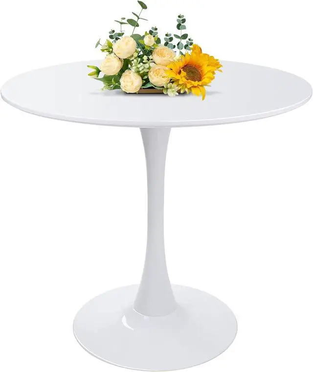 Main image of 31.5" Round Dining Table for 2-4 People, Mid-Century Tulip Kitchen Dining Table, MDF Tabletop and Pedestal Table,Easy Assembly End Table Leisure Coffee Tables,White