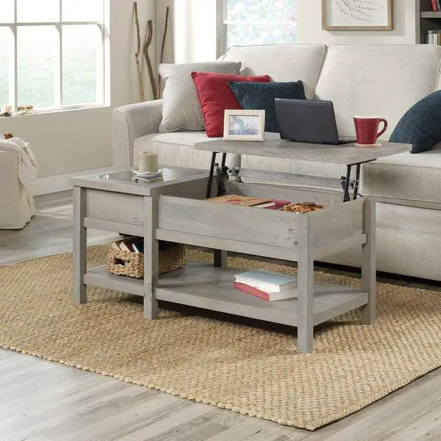 Alt view image 3 of 7 - Sauder Cottage Road Lift-top Coffee Table, L: 42.56" x W: 19.02" x H: 18.98", Mystic Oak Finish