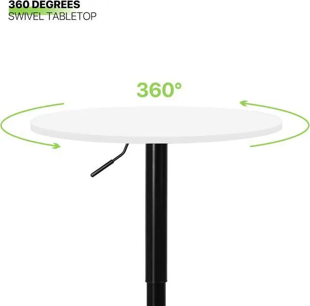 Alt view image 7 of 7 - Magshion 23.5'' Round Adjustable Height Wood Bar Pub Table Adjustable Range 27.5"-36" Living Room Dining Room Bar Cocktail Table (White Black)