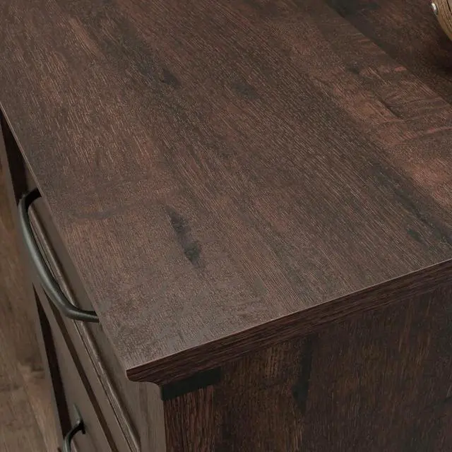 Alt view image 5 of 7 - Sauder Carson Forge Vintage Rustic Computer Desk for Home Office with Drawers, in Coffee Oak