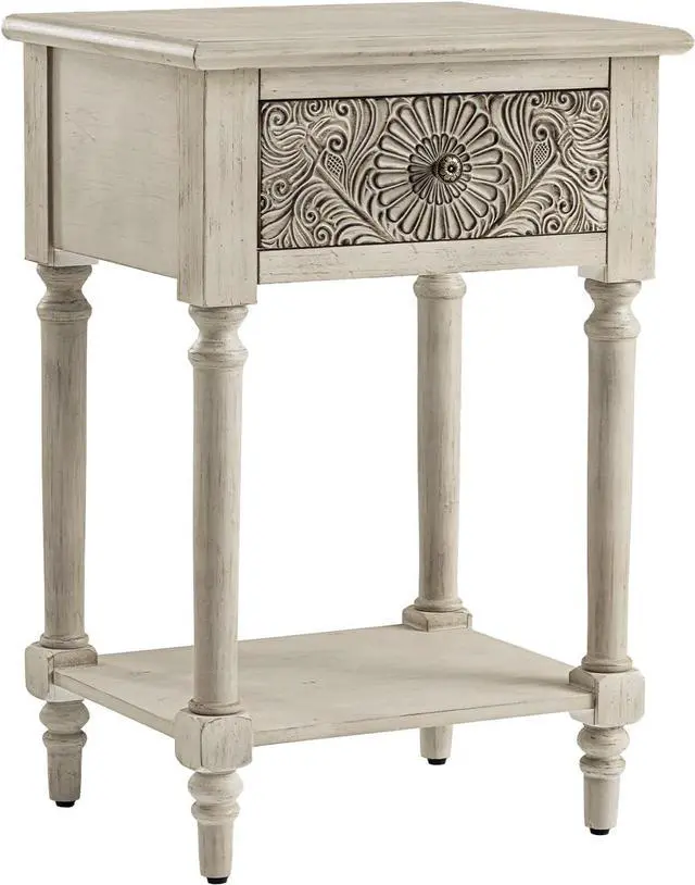 Alt view image 4 of 7 - SUNBURY Vintage Nightstand with Drawer, Wood Small Bedside Table with Open Shelf, Shabby Accent End Side Table for Living Room, Bedroom