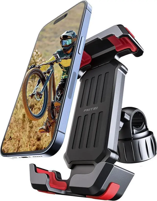 Main image of Bike Cell Phone Holder, Bike Handlebar Phone Mount [2024 Upgraded 3S Quick Install] Motorcycle Phone Mount, for iPhone Bike Mount, Bicycle Phone Mount Handlebar Fit For EBike, Scooter,Bike Accessories