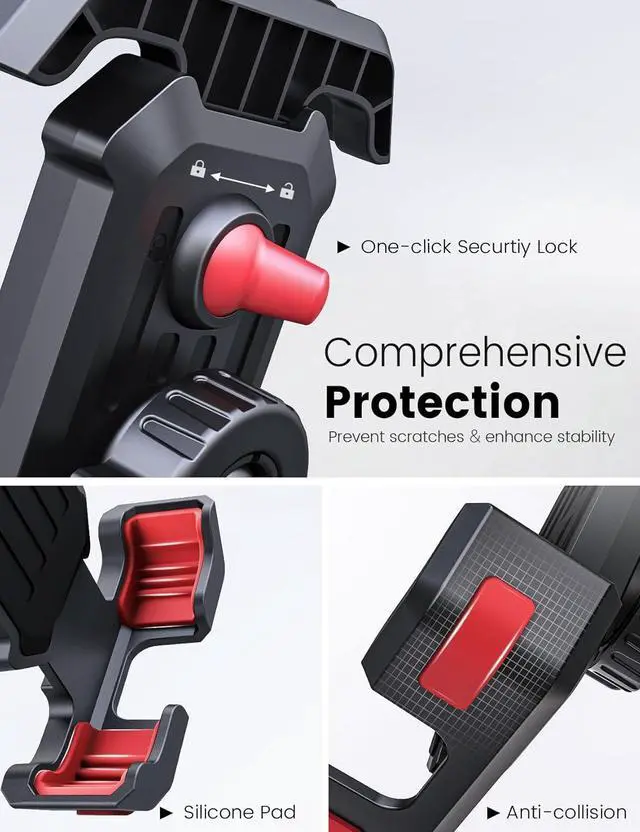 Alt view image 5 of 7 - Bike Cell Phone Holder, Bike Handlebar Phone Mount [2024 Upgraded 3S Quick Install] Motorcycle Phone Mount, for iPhone Bike Mount, Bicycle Phone Mount Handlebar Fit For EBike, Scooter,Bike Accessories