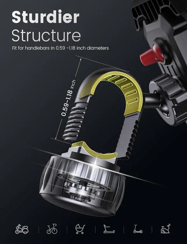 Alt view image 6 of 7 - Bike Cell Phone Holder, Bike Handlebar Phone Mount [2024 Upgraded 3S Quick Install] Motorcycle Phone Mount, for iPhone Bike Mount, Bicycle Phone Mount Handlebar Fit For EBike, Scooter,Bike Accessories