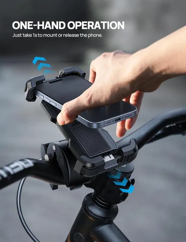 Alt view image 2 of 7 - Bike Motorcycle Phone Holder Mount - [2025 Quick Release] Bike Phone Holder Handlebar Clamp, Bicycle Scooter Phone Clip for iPhone 16 15 14 13 12 11 Pro Max Plus Mini, 4.7-6.8" Smartphone