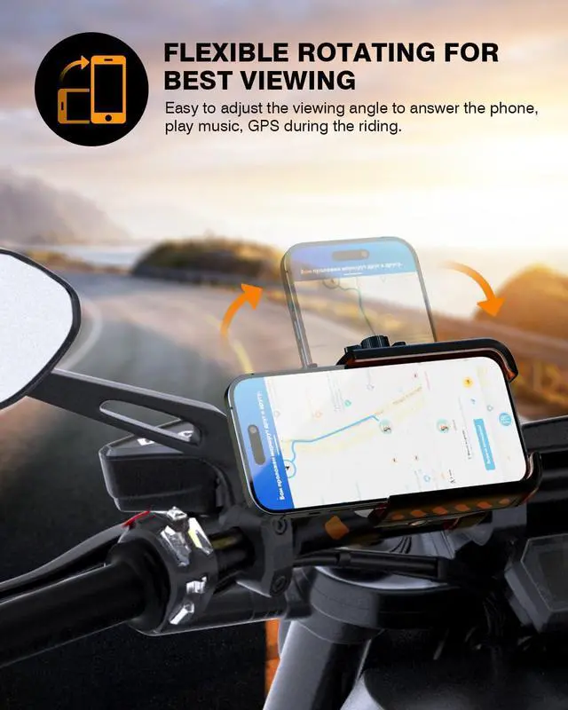 Alt view image 3 of 7 - Bike Phone Holder, [No Block Camera] Motorcycle Phone Mount, [Quick Release] Silicone Wrapped & 360° Rotate Handlebar Clamp for Electric Scooter, Compatible with 4"- 7" iPhone & Android Phones