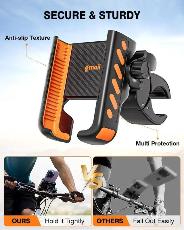 Alt view image 4 of 7 - Bike Phone Holder, [No Block Camera] Motorcycle Phone Mount, [Quick Release] Silicone Wrapped & 360° Rotate Handlebar Clamp for Electric Scooter, Compatible with 4"- 7" iPhone & Android Phones