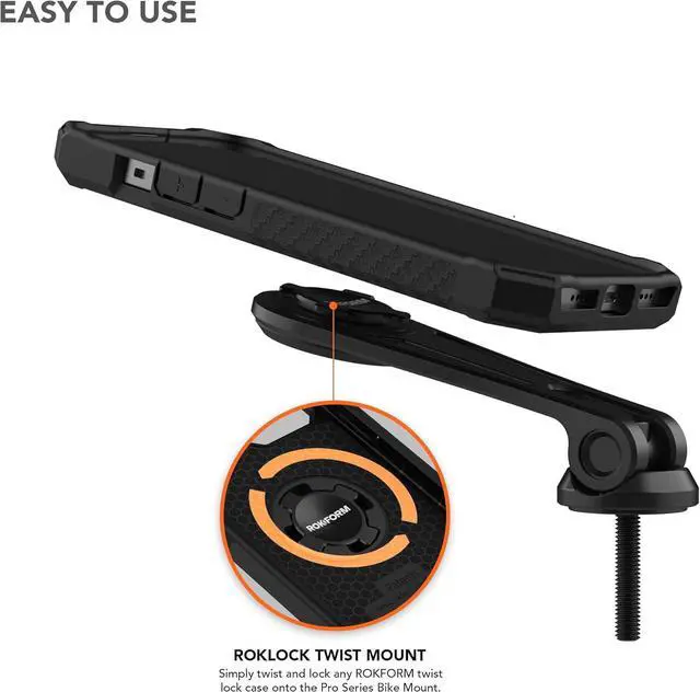 Alt view image 3 of 5 - Bike Mount, Adjustable Bicycle Phone Holder Fits Any Road or Mountain Bike with 1-1/8" Threadless Steer Tube, Compatible with Rokform Twist Lock Cases and Accessories (Black)