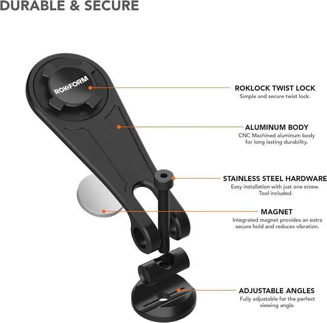 Alt view image 4 of 5 - Bike Mount, Adjustable Bicycle Phone Holder Fits Any Road or Mountain Bike with 1-1/8" Threadless Steer Tube, Compatible with Rokform Twist Lock Cases and Accessories (Black)