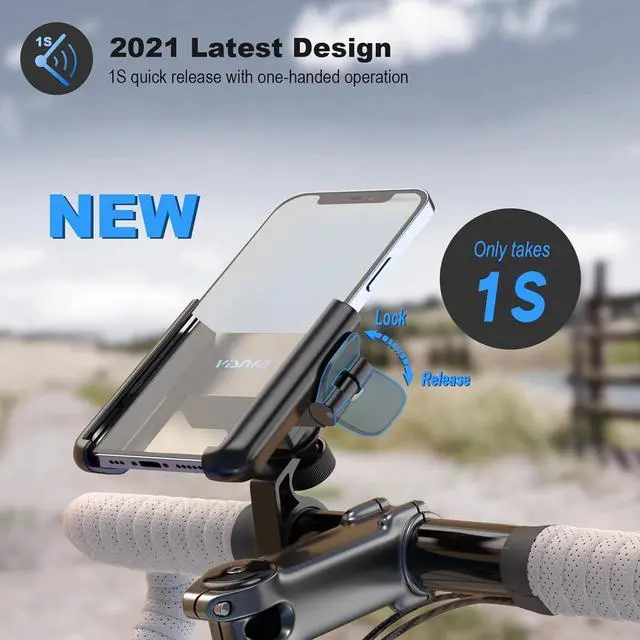 Alt view image 2 of 7 - Upgraded Bike Phone Mount 360° Rotatable Universal Bicycle Motorcycle Scooter Bike Accessories Handlebar Phone Clip Holder for Any Smartphones Between 3.5 and 7.0 inches