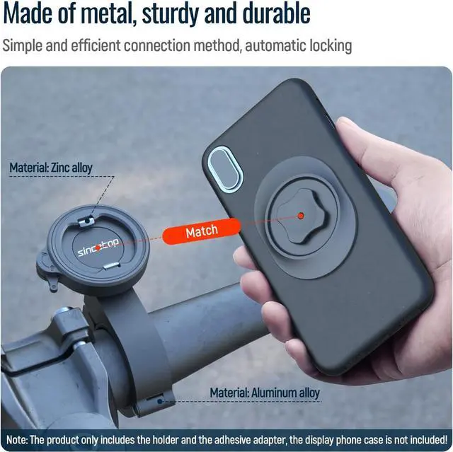 Alt view image 2 of 7 - Bike Phone Mount,Motorcycle Phone Holder with Universal Adapter,Out Front Bicycle Handlebar Mount for Mountain Road EBike,Scooter,Moto,MTB,Quick Release Attach/Detach-BlackSeries C - 1st Gen