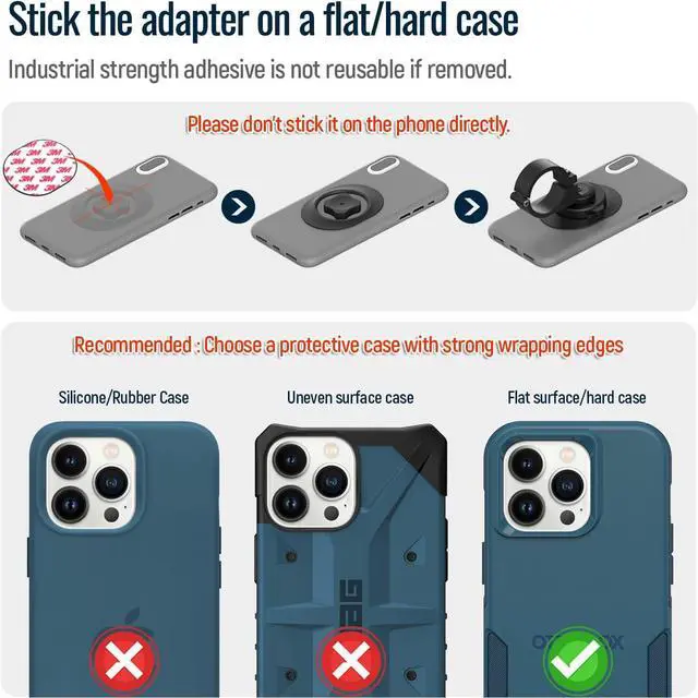 Alt view image 3 of 7 - Bike Phone Mount,Motorcycle Phone Holder with Universal Adapter,Out Front Bicycle Handlebar Mount for Mountain Road EBike,Scooter,Moto,MTB,Quick Release Attach/Detach-BlackSeries C - 1st Gen