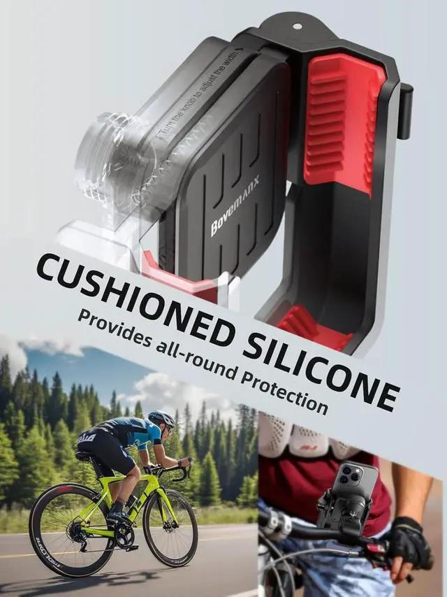 Alt view image 4 of 7 - Bike Phone Holder Mount- [Not Block Camera] [7.2 Big Phone Friendly] Motorcycle Phone Mount, Handlebar Phone Mount, Bicycle Scooter Phone Clip, for iPhone 16/15 Pro Max, All 4.7-7.2 Cell Phone