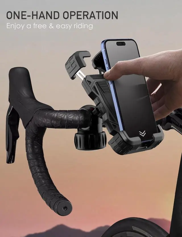 Alt view image 2 of 6 - Bike Phone Holder Motorcycle Phone Mount, Upgrade Bicycle Handlebar Mount Compatible with iPhone 16/15 Pro Max / 14 Plus, Galaxy S10 and 4.7-6.8" Cellphone