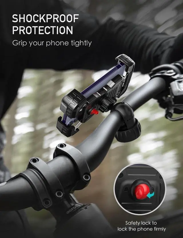 Alt view image 5 of 6 - Bike Phone Holder Motorcycle Phone Mount, Upgrade Bicycle Handlebar Mount Compatible with iPhone 16/15 Pro Max / 14 Plus, Galaxy S10 and 4.7-6.8" Cellphone