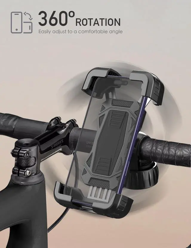 Alt view image 4 of 6 - Bike Phone Holder Motorcycle Phone Mount, Upgrade Bicycle Handlebar Mount Compatible with iPhone 16/15 Pro Max / 14 Plus, Galaxy S10 and 4.7-6.8" Cellphone