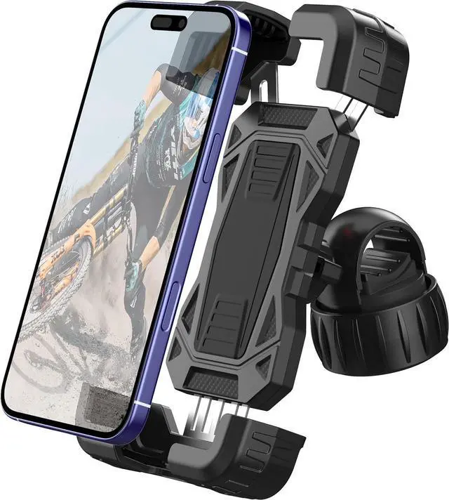 Main image of Bike Phone Holder Motorcycle Phone Mount, Upgrade Bicycle Handlebar Mount Compatible with iPhone 16/15 Pro Max / 14 Plus, Galaxy S10 and 4.7-6.8" Cellphone