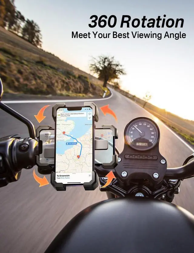 Alt view image 3 of 7 - Bike Phone Holder Handlebar,Motorcycle Phone Mount,ATV Cell Phone Clamp,Scooter Phone Clip for iPhone 15 Pro Max14 13 12plus, Samsung S24Ultra S23 and More 4.7" to 7.0" inch Phone