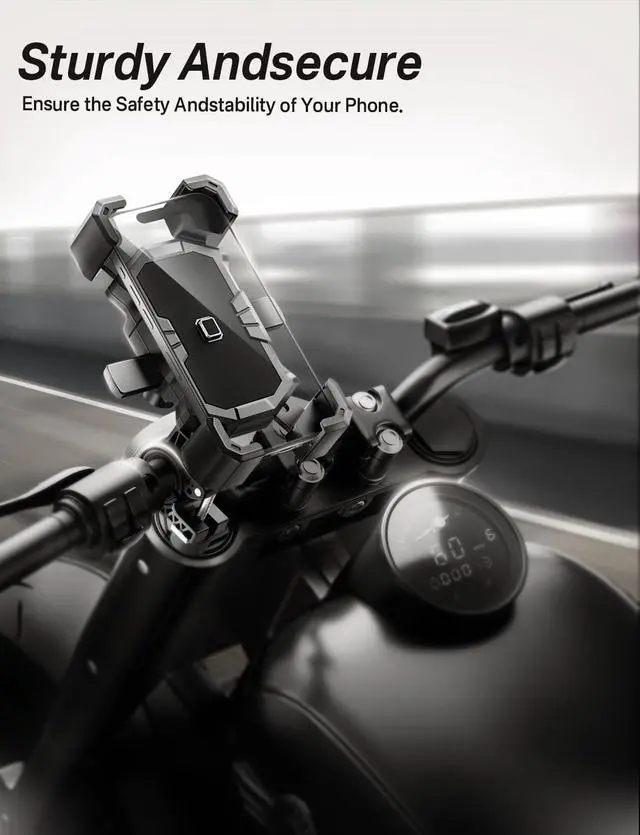 Alt view image 2 of 7 - Bike Phone Holder Handlebar,Motorcycle Phone Mount,ATV Cell Phone Clamp,Scooter Phone Clip for iPhone 15 Pro Max14 13 12plus, Samsung S24Ultra S23 and More 4.7" to 7.0" inch Phone