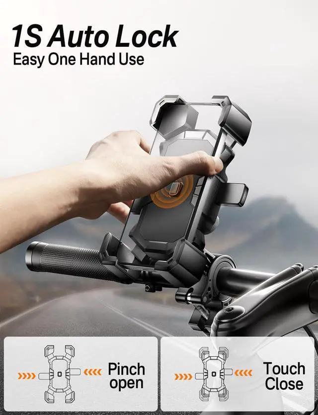 Alt view image 4 of 7 - Bike Phone Holder Handlebar,Motorcycle Phone Mount,ATV Cell Phone Clamp,Scooter Phone Clip for iPhone 15 Pro Max14 13 12plus, Samsung S24Ultra S23 and More 4.7" to 7.0" inch Phone