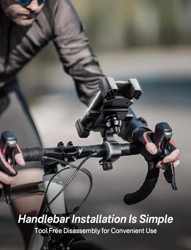 Alt view image 5 of 7 - Bike Phone Holder Handlebar,Motorcycle Phone Mount,ATV Cell Phone Clamp,Scooter Phone Clip for iPhone 15 Pro Max14 13 12plus, Samsung S24Ultra S23 and More 4.7" to 7.0" inch Phone