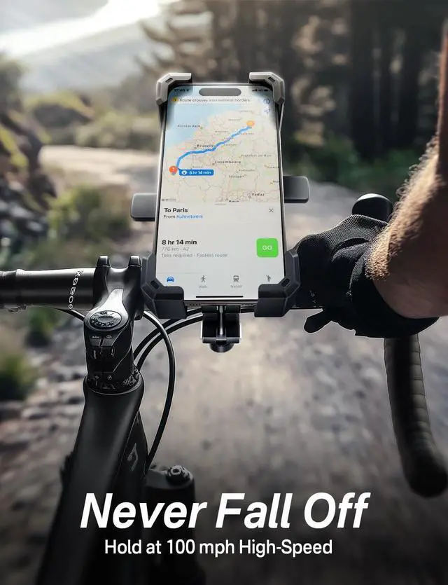 Alt view image 6 of 7 - Bike Phone Holder Handlebar,Motorcycle Phone Mount,ATV Cell Phone Clamp,Scooter Phone Clip for iPhone 15 Pro Max14 13 12plus, Samsung S24Ultra S23 and More 4.7" to 7.0" inch Phone