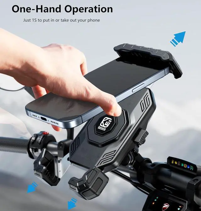 Alt view image 5 of 7 - Kewig Motorccyle Phone Mount-[Vibration Dampener] [1s Lock] Motorcycle Cell Phone Holder, Bike Handlebar Phone Holder for iPhone 16 15 14 13 Mini Pro Max Plus, 5.5''-7.2'' Phones