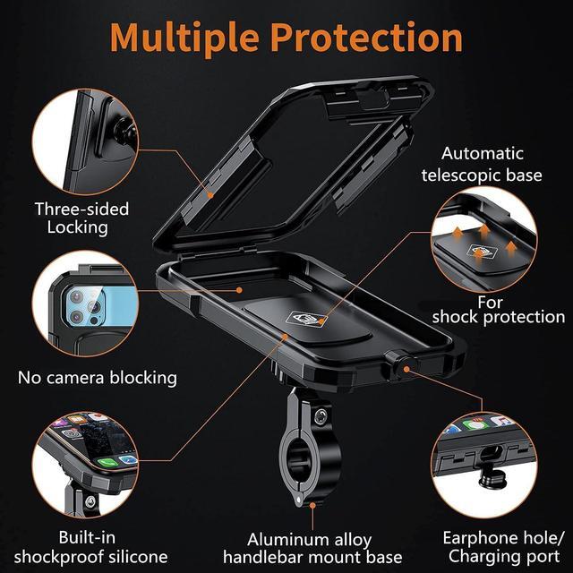 Alt view image 5 of 6 - Kewig Bike Phone Mount Waterproof, Motorcycle Phone Mount with Aluminum Alloy Handlebar Mount Base & Touch-Screen, 360 Rotation Bike Phone Holder Suitable for 5.5'' - 7.0'' Cellphones
