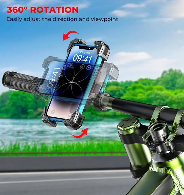 Alt view image 5 of 7 - Motorcycle Phone Mount, 1s Lock Bike Phone Holder, One-Handed Operation Motorcycle Cellphone Holder with Aluminum Alloy Handlebar Mounting Base for Bicycle Scooter, Fit 5.5"-7.2" Smartphone