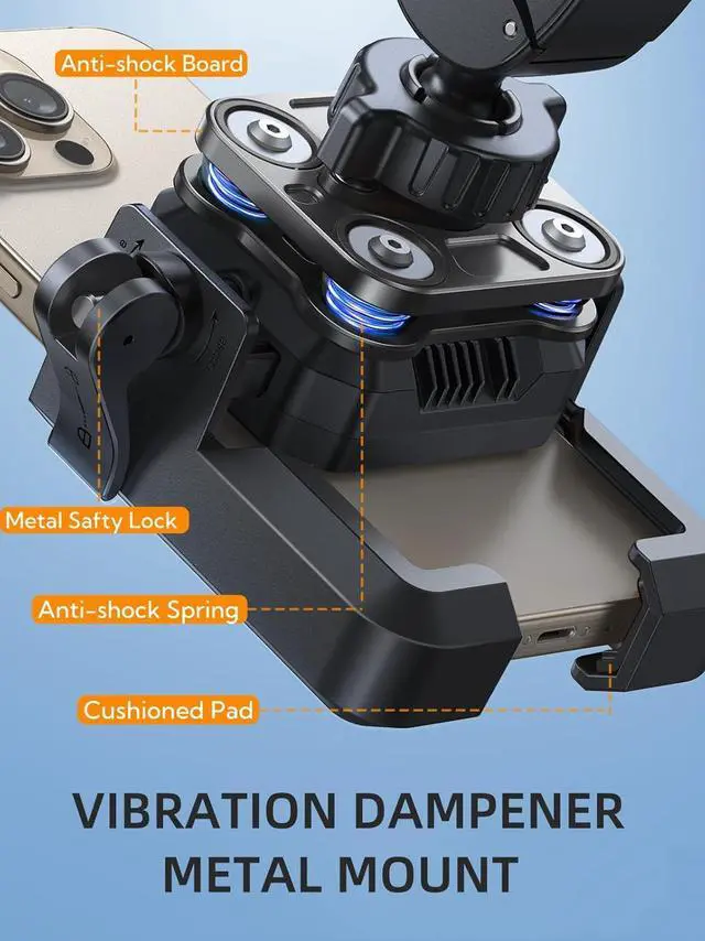 Alt view image 2 of 6 - Bike Phone Holder Mount [Military Anti Vibration] 2024 Universal Motorcycle Phone Mount Handlebar Clamp for Electric Scooter, Mountain, Dirt Bike, Compatible with Phone 4-7.2"