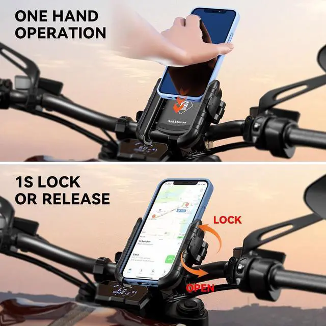 Alt view image 3 of 7 - Kewig Motorcycle Phone Mount Holder- [Camera Friendly] Bike Phone Mount Handlebar Clamp Clamp, Bicycle Scooter Phone Holder for Samsung iPhone 16 Pro Max, 15 14 13, for 5.4-7.2" Smartphones