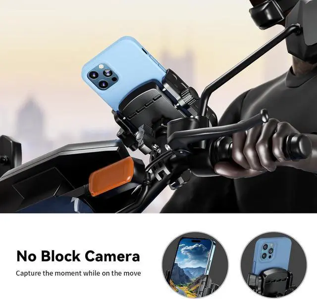 Alt view image 2 of 7 - Kewig Motorcycle Phone Mount Holder- [Camera Friendly] Bike Phone Mount Handlebar Clamp Clamp, Bicycle Scooter Phone Holder for Samsung iPhone 16 Pro Max, 15 14 13, for 5.4-7.2" Smartphones