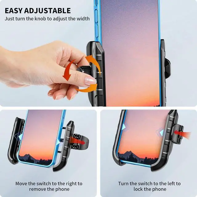 Alt view image 4 of 7 - Kewig Motorcycle Phone Mount Holder- [Camera Friendly] Bike Phone Mount Handlebar Clamp Clamp, Bicycle Scooter Phone Holder for Samsung iPhone 16 Pro Max, 15 14 13, for 5.4-7.2" Smartphones