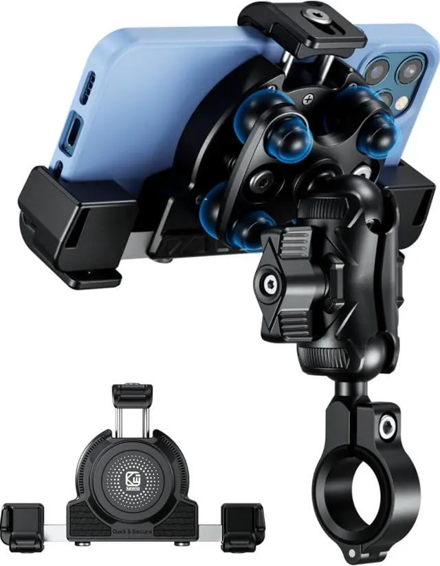 Main image of Kewig Motorcycle Phone Mount with Vibration Dampener & Not Block Camera, Safely Anti-Theft Motorycle Phone Holder Handlebar Cellphone Mount for Bike Motorcycle Scooter ATV/UTV Fit 5.4-7.2" Phone
