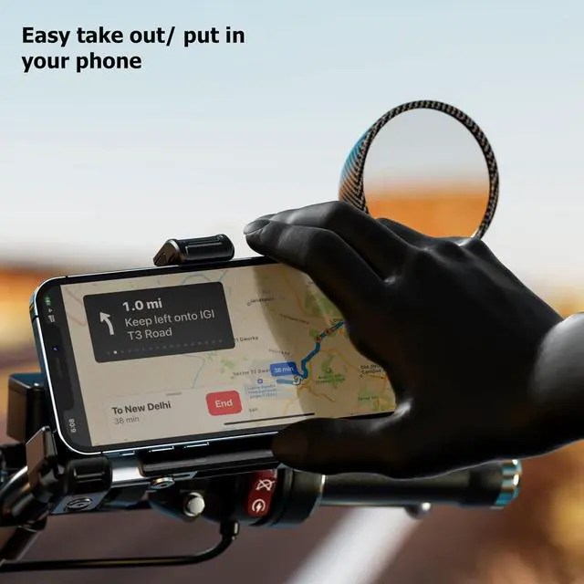 Alt view image 3 of 7 - Kewig Motorcycle Phone Mount with Qi 15W Wireless Charger & USB C 36W Fast Charging Port, No Block Camera, Anti-Theft Phone Holder Handblebar with Vibration Dampener Fit for 5.4-7.2" Phones
