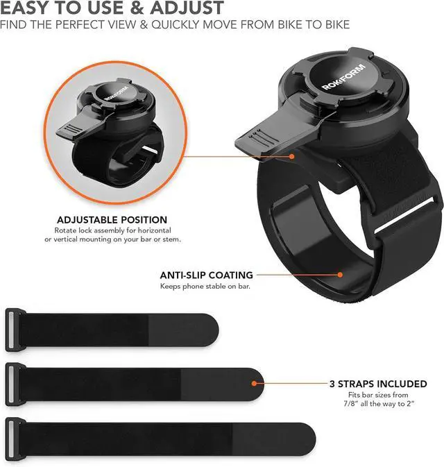 Alt view image 5 of 7 - Rokform - Universal Bike Phone Mount, Fits Any Bicycle Handlebar or Bike Stem Measuring 7/8in to 2.25in, Works with All Twist Lock Cases or Universal Adapter, Sport Series (Black)