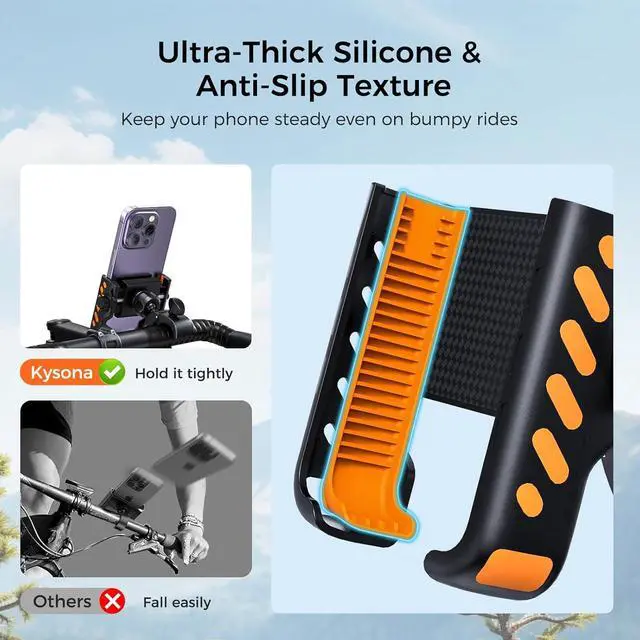 Alt view image 4 of 6 - Bike Phone Holder, Motorcycle Phone Mount, No Block Camera & 360° Rotation, Handlebar Clamp for Ebike, Stroller, Scooter, Compatible with All 4.5"-6.9" Cell Phones 15 Pro Max Samsung S24