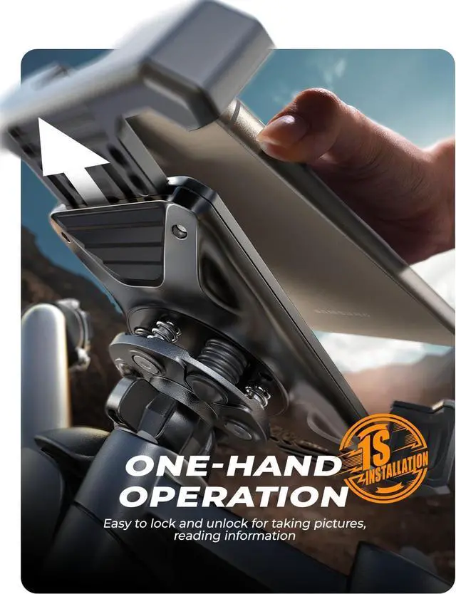Alt view image 4 of 7 - LISEN Motorcycle Phone Mount, [1s Quick Lock] [100mph Military Anti Shake], Dirt Bike Phone Holder, Electric Motorcycle Phone Holder Clamp for iPhone 16 15 Samsung Galaxy, All 4.6-7" Cell Phones