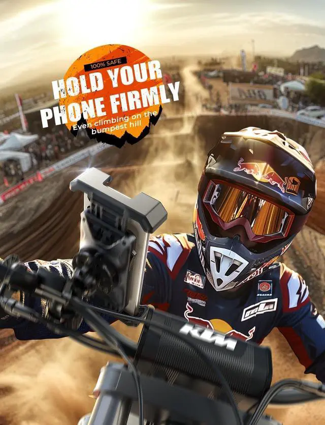 Alt view image 6 of 7 - LISEN Motorcycle Phone Mount, [1s Quick Lock] [100mph Military Anti Shake], Dirt Bike Phone Holder, Electric Motorcycle Phone Holder Clamp for iPhone 16 15 Samsung Galaxy, All 4.6-7" Cell Phones