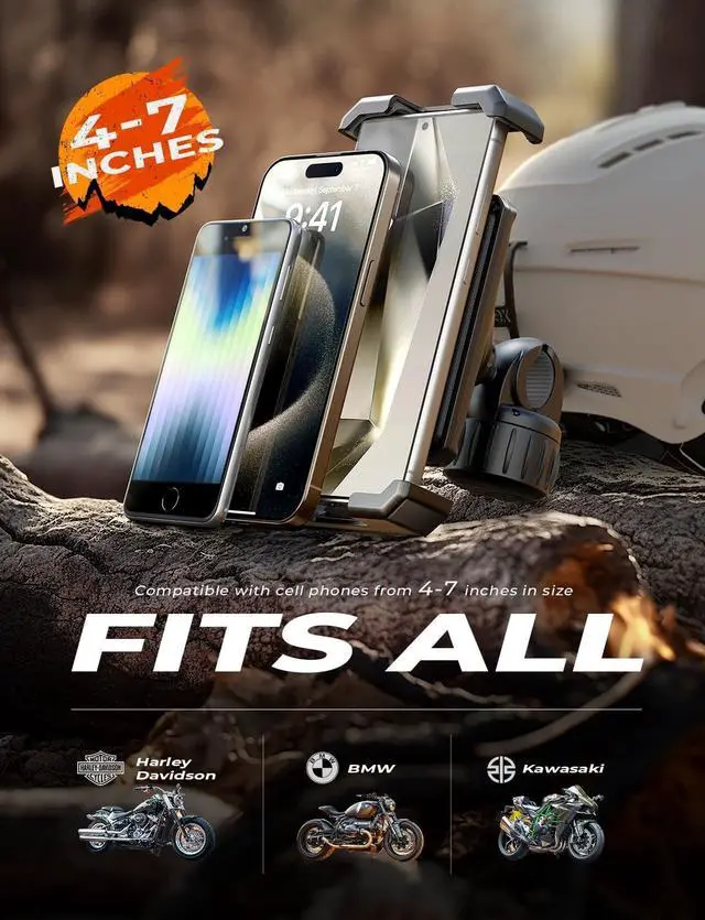 Alt view image 7 of 7 - LISEN Motorcycle Phone Mount, [1s Quick Lock] [100mph Military Anti Shake], Dirt Bike Phone Holder, Electric Motorcycle Phone Holder Clamp for iPhone 16 15 Samsung Galaxy, All 4.6-7" Cell Phones