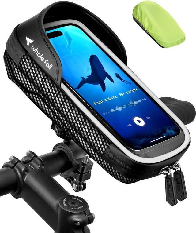 Main image of whale fall 360°Rotatable Bike Phone Holder, Bike Phone Mount with Reflective Strip Waterproof Bike Bag Bike Accessories Motorcycle Electric Bike Cell Phone Holder for Phones Under 7''