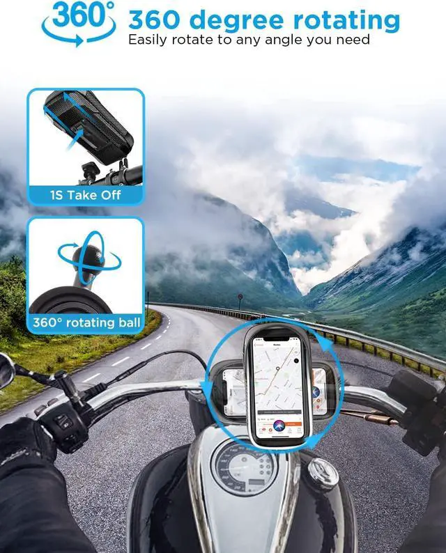 Alt view image 3 of 7 - whale fall 360°Rotatable Bike Phone Holder, Bike Phone Mount with Reflective Strip Waterproof Bike Bag Bike Accessories Motorcycle Electric Bike Cell Phone Holder for Phones Under 7''