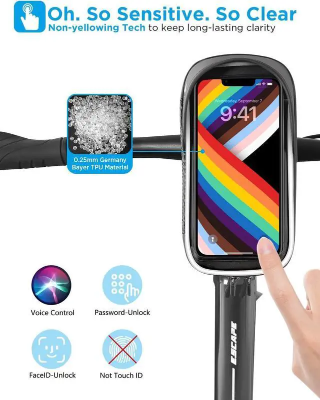 Alt view image 4 of 7 - whale fall 360°Rotatable Bike Phone Holder, Bike Phone Mount with Reflective Strip Waterproof Bike Bag Bike Accessories Motorcycle Electric Bike Cell Phone Holder for Phones Under 7''