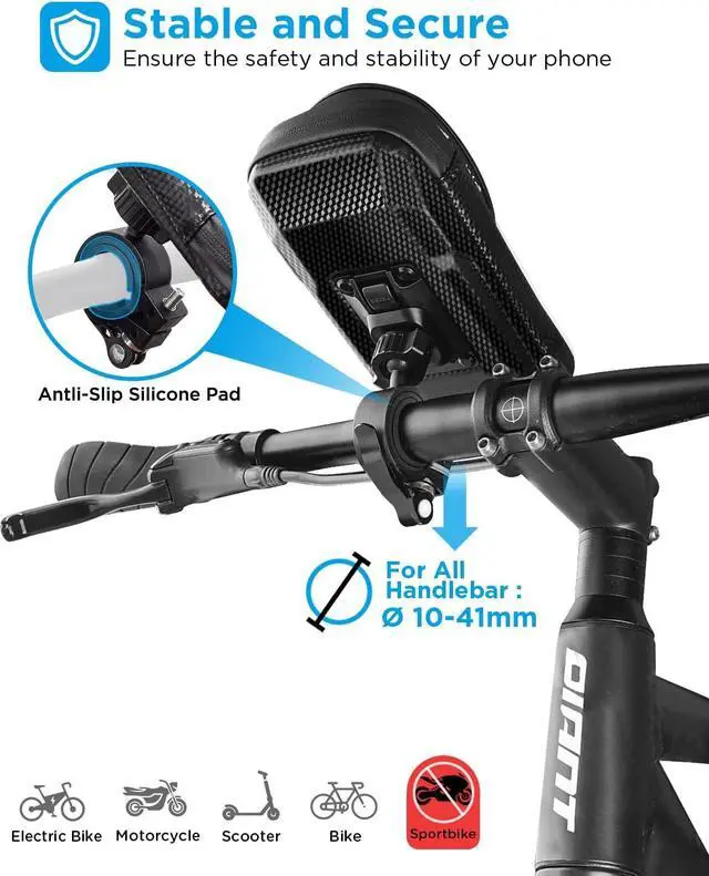 Alt view image 5 of 7 - whale fall 360°Rotatable Bike Phone Holder, Bike Phone Mount with Reflective Strip Waterproof Bike Bag Bike Accessories Motorcycle Electric Bike Cell Phone Holder for Phones Under 7''