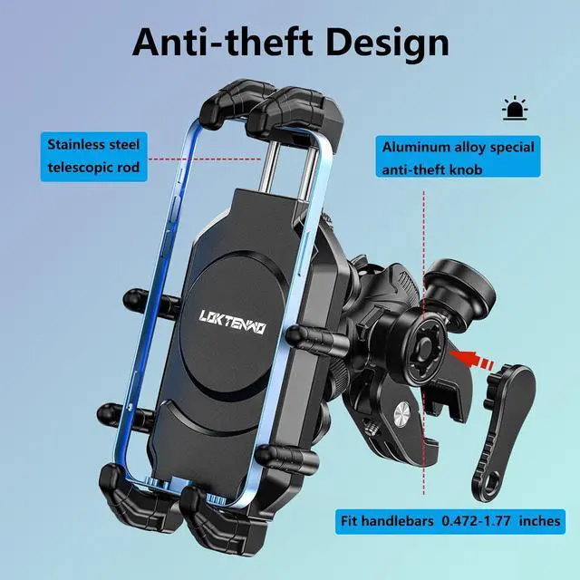 Alt view image 3 of 7 - Motorcycle Phone Mount with Vibration Dampener & High-Speed Secure Lock, Anti-Theft ATV Scooter Motorcycle Handlebar Phone Holder for 5.4 to 7.2 Smartphone